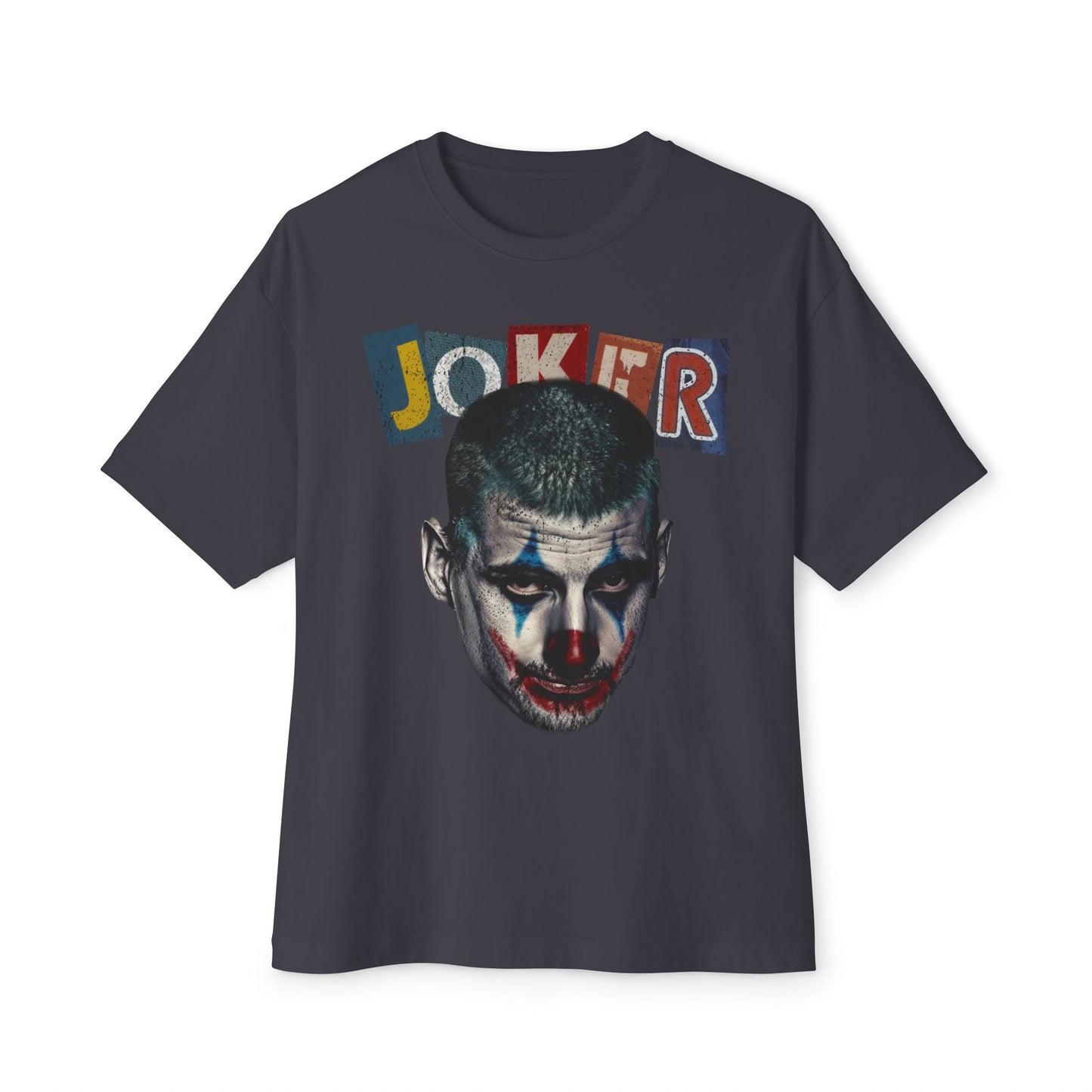 Joker Graphic Oversized Tee, Unisex Boxy T-Shirt, Comic Style Shirt, Relaxed Fit Tee, Halloween Costume Top, Streetwear Fashion