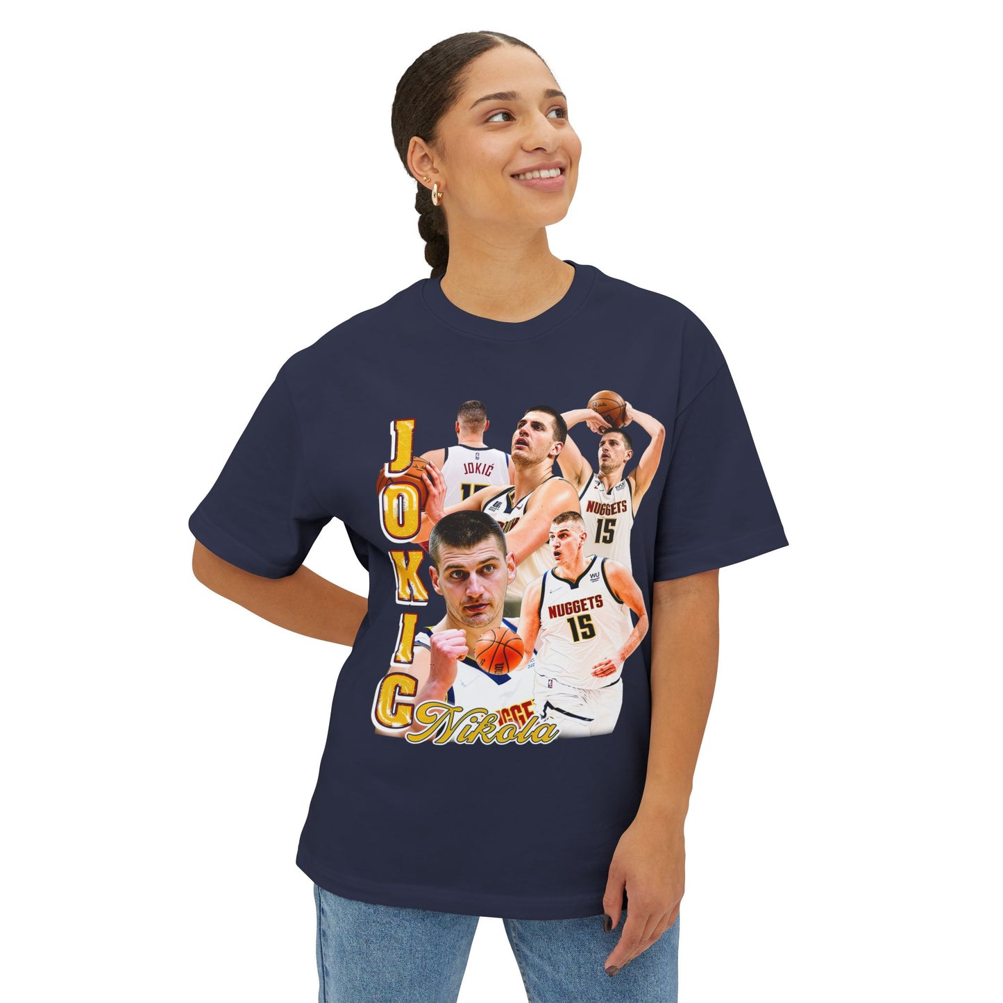 Trendy Nikola Jokic Oversized Basketball Tee - Unisex Streetwear, Sports Fan Apparel, Gift for Sports Lovers, Casual Style, Jokic Inspired Design