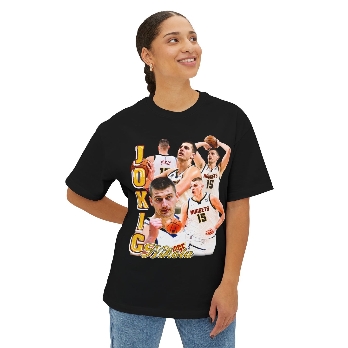 Trendy Nikola Jokic Oversized Basketball Tee - Unisex Streetwear, Sports Fan Apparel, Gift for Sports Lovers, Casual Style, Jokic Inspired Design