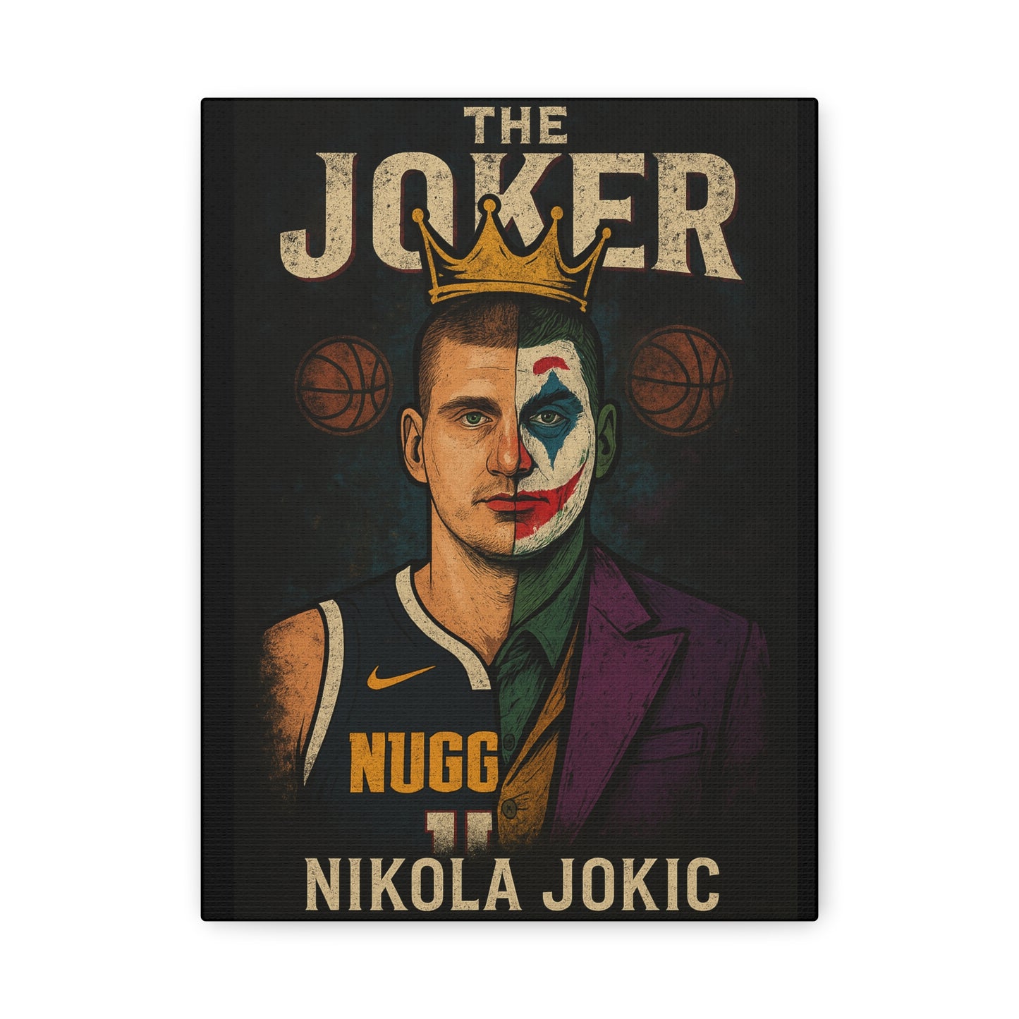 Nikola Jokic Canvas Art, NBA Wall Decor, Basketball Gift, Joker Poster, Sports Room Decoration, Gift for Fans