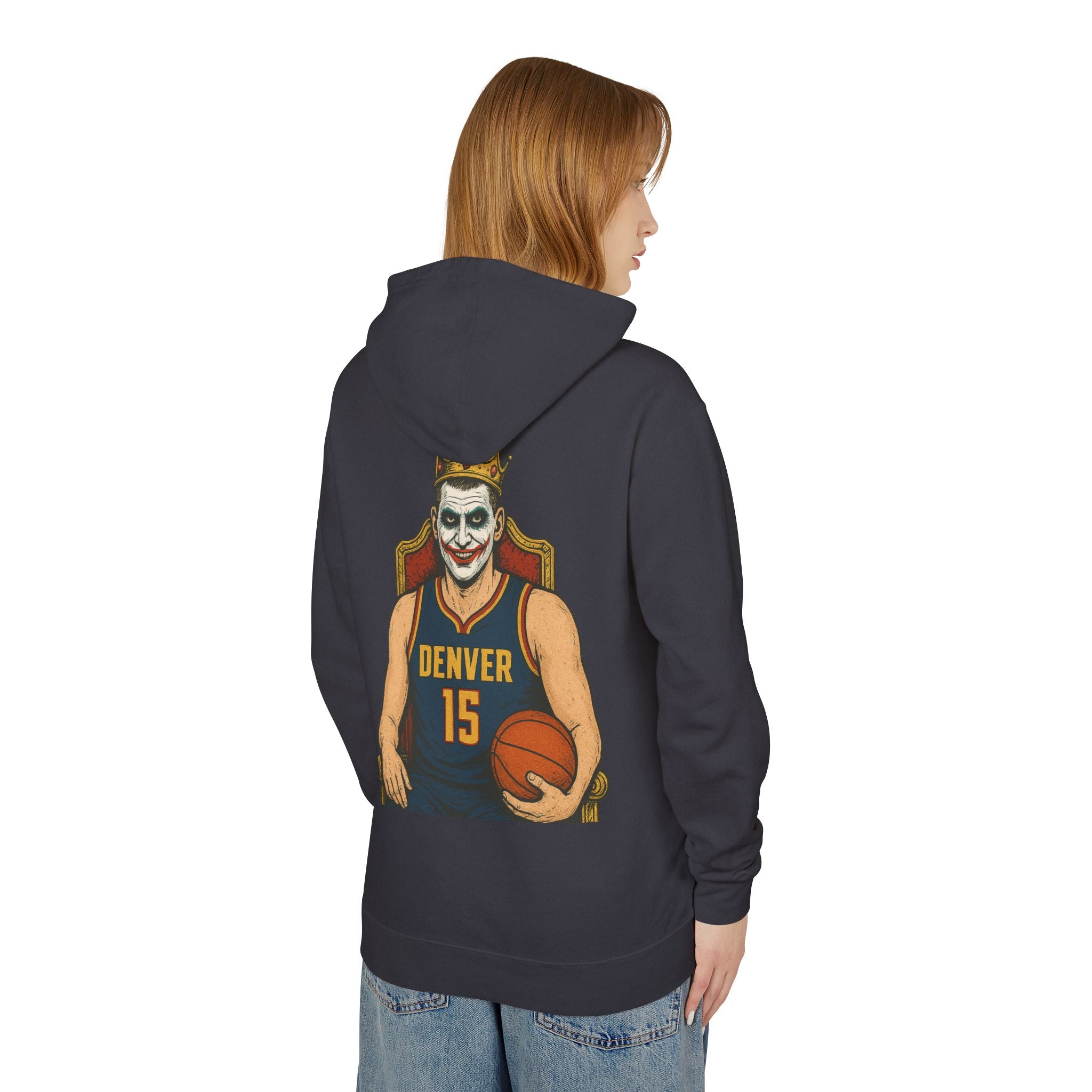 Basketball Joker Hoodie, Unisex Lightweight Sweatshirt, Perfect for Sports Fans, Gift for Him, Fun Layered Wear, Movie Inspired Apparel