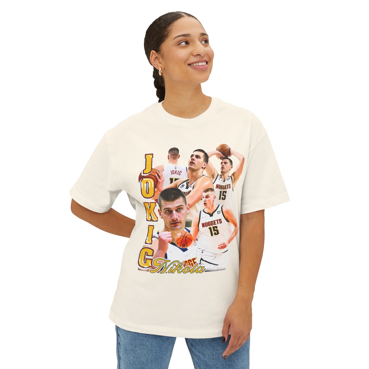 Trendy Nikola Jokic Oversized Basketball Tee - Unisex Streetwear, Sports Fan Apparel, Gift for Sports Lovers, Casual Style, Jokic Inspired Design