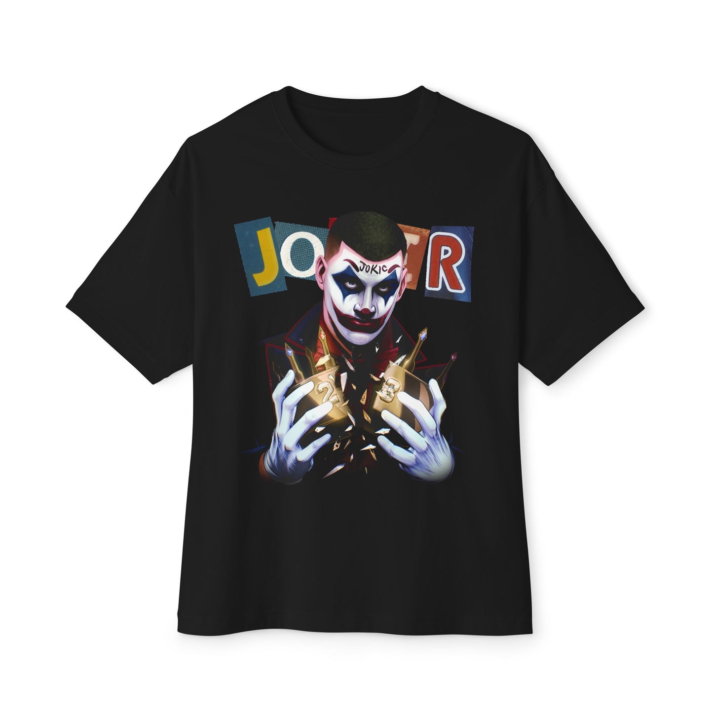 Nikola Jokic Joker Graphic Unisex Oversized Tee | Cool Streetwear | Gift for Fans | Casual Wear | Festival Apparel | Comic Merchandise